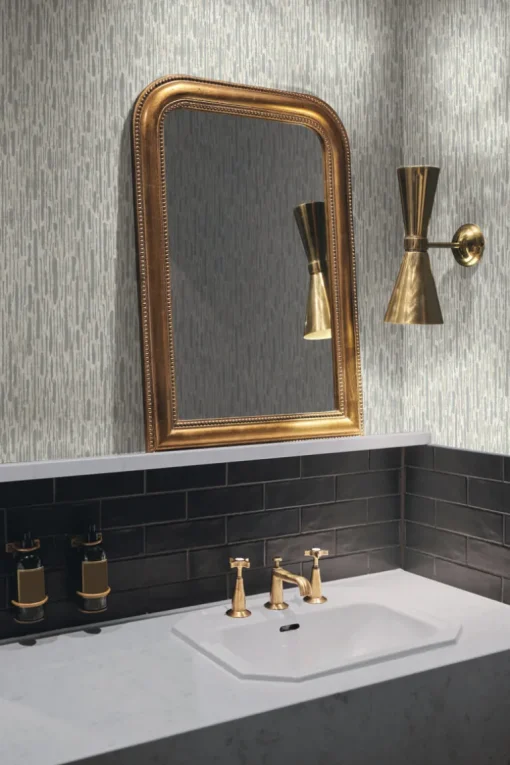 Antonina Vella Modern Metals Metallic Cascade Wallpaper - Cream & Silver