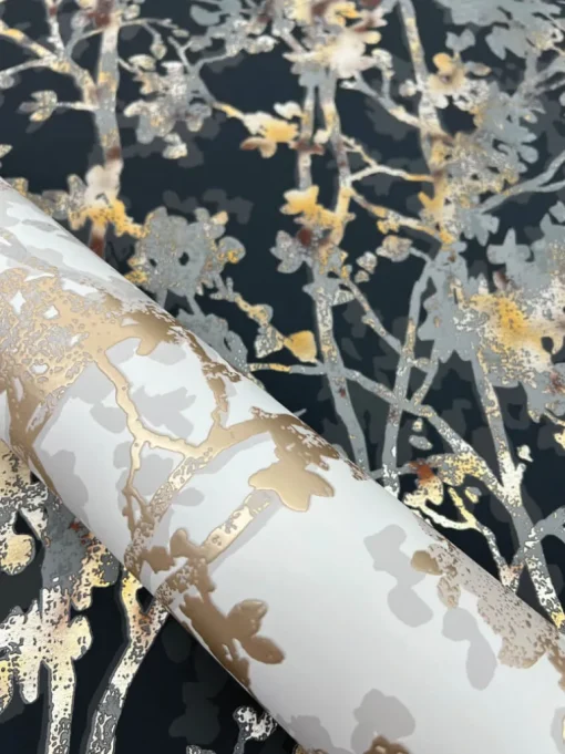 Antonina Vella Modern Metals Shimmering Foliage Wallpaper - White & Gold