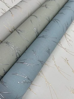 Antonina Vella Modern Metals Sprigs Wallpaper - Smokey Blue & Silver