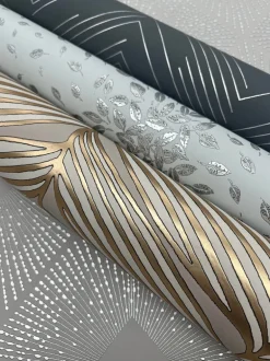 Antonina Vella Modern Metals Harlowe Wallpaper - Light Grey & Silver