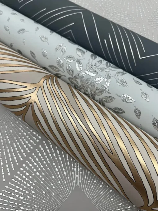 Antonina Vella Modern Metals Harlowe Wallpaper - Light Grey & Silver