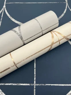 Antonina Vella Modern Metals Sun Circles Wallpaper - Fog & Silver