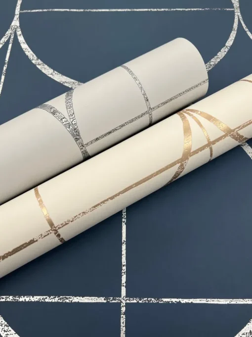 Antonina Vella Modern Metals Sun Circles Wallpaper - Fog & Silver