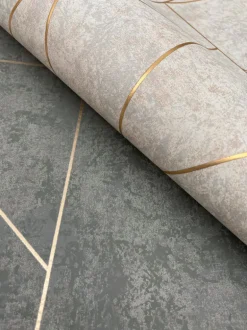 Antonina Vella Modern Metals Nazca Wallpaper - Dark Grey & Gold