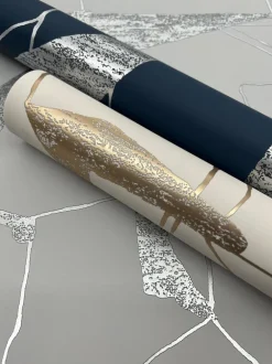 Antonina Vella Modern Metals Abstract Geo Wallpaper - Cream & Gold