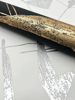 Antonina Vella Modern Metals Abstract Geo Wallpaper - Black & Gold