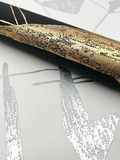 Antonina Vella Modern Metals Abstract Geo Wallpaper - Black & Gold