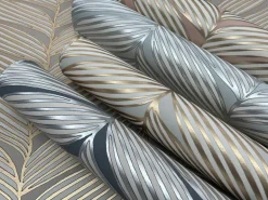 Antonina Vella Modern Metals Luminous Leaves Wallpaper - Spa & Silver
