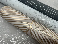 Antonina Vella Modern Metals Harlowe Wallpaper - Light Grey & Silver