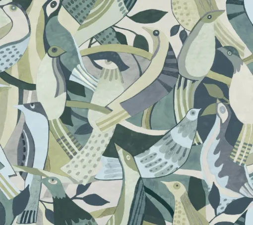 Artistic Abstracts Fauvist Flock Wallpaper - Green