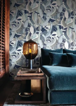 Artistic Abstracts Fauvist Flock Wallpaper - Blue