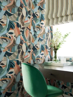 Artistic Abstracts Fauvist Flock Wallpaper - Multi