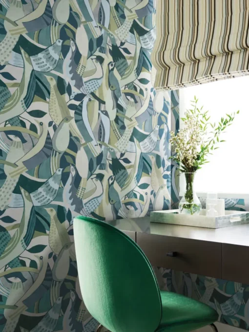 Artistic Abstracts Fauvist Flock Wallpaper - Green