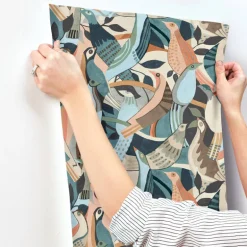 Artistic Abstracts Fauvist Flock Wallpaper - Multi
