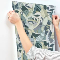 Artistic Abstracts Fauvist Flock Wallpaper - Green