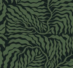 Artistic Abstracts Fern Fronds Wallpaper - Black