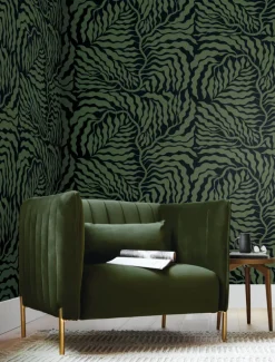 Artistic Abstracts Fern Fronds Wallpaper - Black