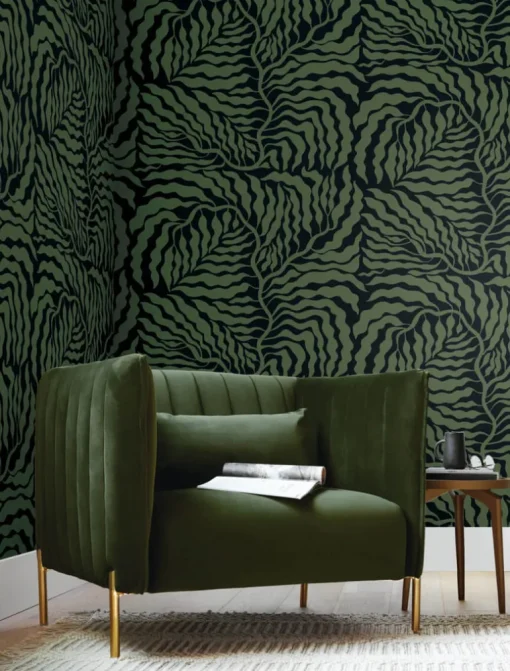 Artistic Abstracts Fern Fronds Wallpaper - Black