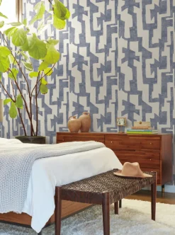 Artistic Abstracts Modern Tribal Wallpaper - Blue