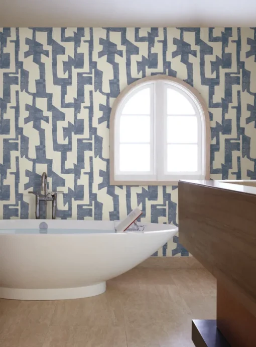Artistic Abstracts Modern Tribal Wallpaper - Blue
