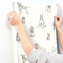 Ashford Toiles Dogs Life Wallpaper - Silver & Gold