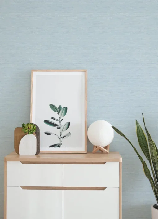A-Street Prints Botanica Agave Faux Grasscloth Wallpaper - Blue