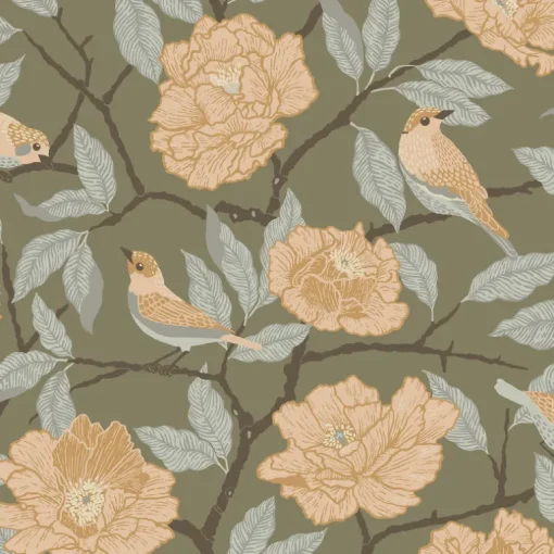 A-Street Prints Botanica Bernadina Rosebush Wallpaper - Moss
