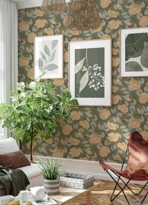A-Street Prints Botanica Bernadina Rosebush Wallpaper - Moss