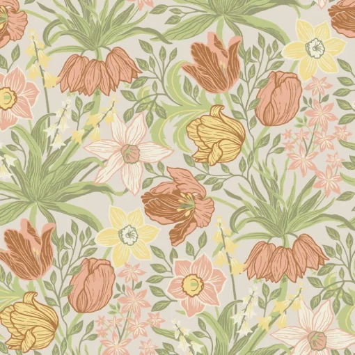 A-Street Prints Botanica Cecilia Tulip & Daffodil Wallpaper - Chartreuse