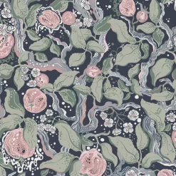A-Street Prints Botanica Kort Fruit & Floral Wallpaper - Dark Blue