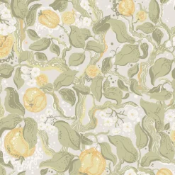 A-Street Prints Botanica Kort Fruit & Floral Wallpaper - Sage