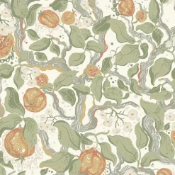 A-Street Prints Botanica Kort Fruit & Floral Wallpaper - Green
