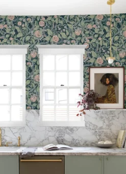 A-Street Prints Botanica Kort Fruit & Floral Wallpaper - Dark Blue