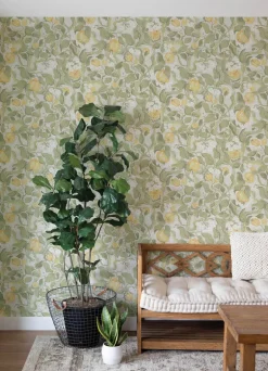 A-Street Prints Botanica Kort Fruit & Floral Wallpaper - Sage