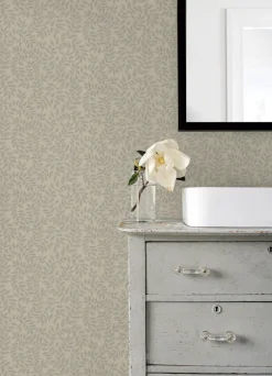 A-Street Prints Botanica Lindlöv Leafy Vines Wallpaper - Taupe