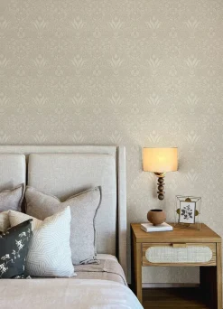 A-Street Prints Botanica Mara Tulip Ogee Wallpaper - Beige
