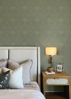 A-Street Prints Botanica Mara Tulip Ogee Wallpaper - Green