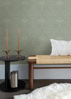 A-Street Prints Botanica Mara Tulip Ogee Wallpaper - Green