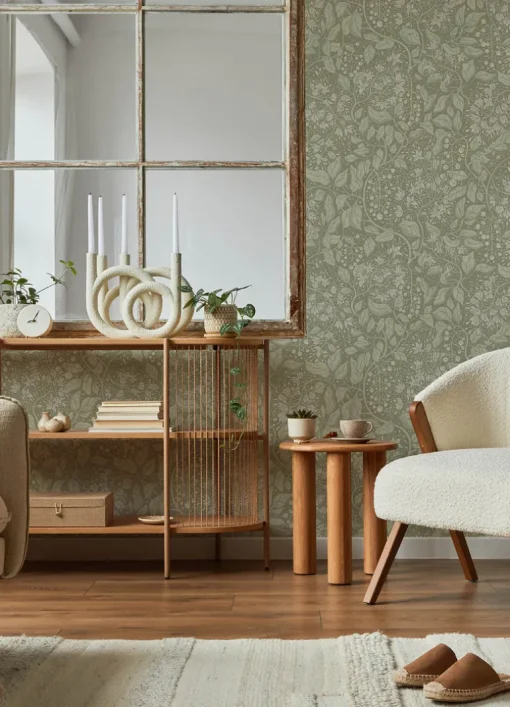 A-Street Prints Botanica Turi Twining Vines Wallpaper - Moss
