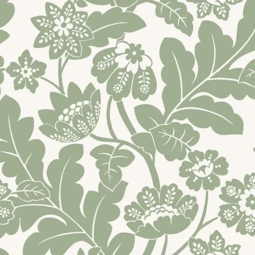 A-Street Prints Georgia Augusta Flock Wallpaper - Seafoam