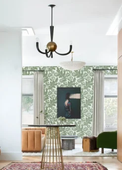 A-Street Prints Georgia Augusta Flock Wallpaper - Seafoam