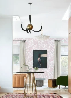 A-Street Prints Georgia Augusta Flock Wallpaper - Pink