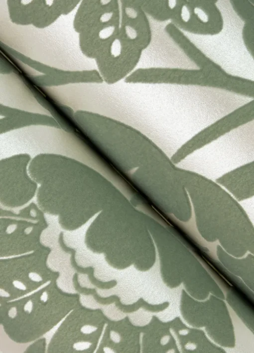 A-Street Prints Georgia Augusta Flock Wallpaper - Seafoam