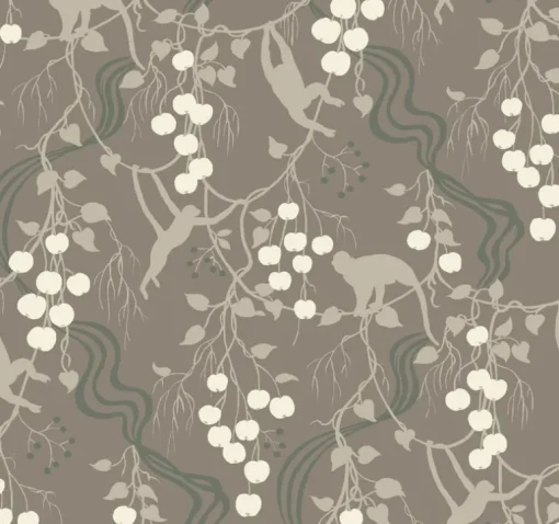 A-Street Prints Haberdashery Linden Jungle Wallpaper - Stone
