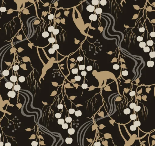 A-Street Prints Haberdashery Linden Jungle Wallpaper - Black