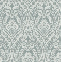 A-Street Prints Haberdashery Berkshire Damask Wallpaper - Denim