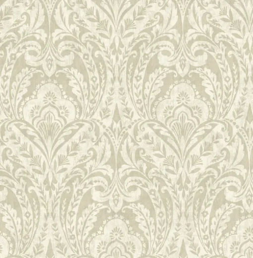 A-Street Prints Haberdashery Berkshire Damask Wallpaper - Beige