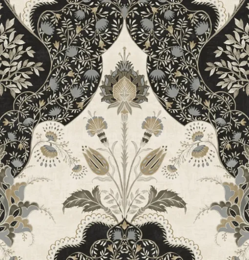 A-Street Prints Haberdashery Auden Grandeur Wallpaper - Black