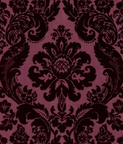 A-Street Prints Haberdashery Shadow Flocked Damask Wallpaper - Merlot