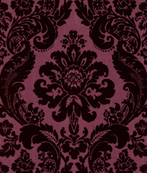 A-Street Prints Haberdashery Shadow Flocked Damask Wallpaper - Merlot